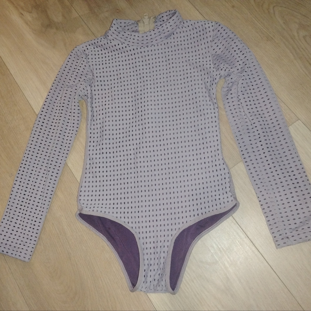 Girls Acacia Ehukai L/S Rash Guard/ Full Piece Swimsuit in Muted Lilac Mesh 8